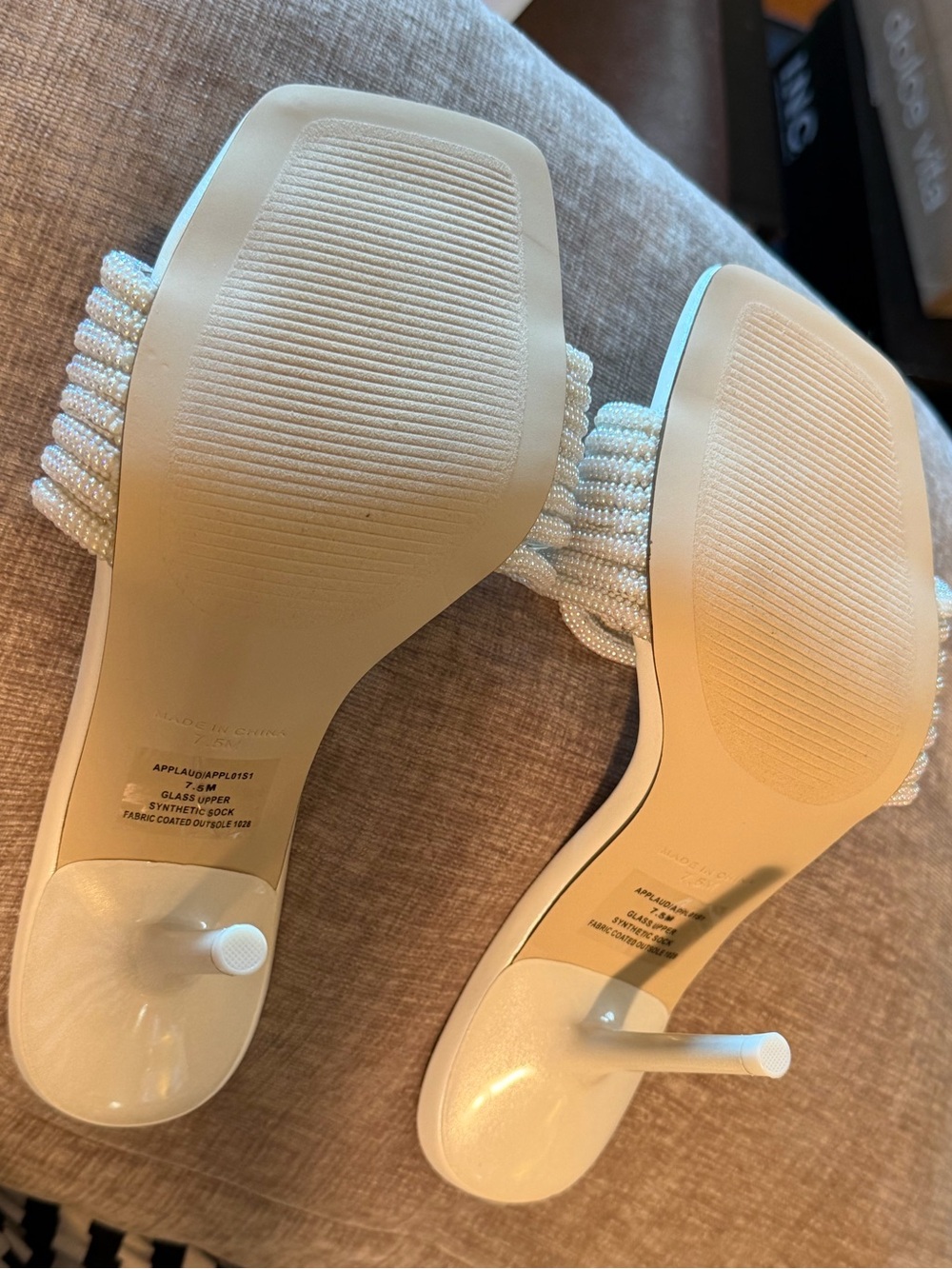Steve Madden NWT Sz 7.5 Stunning Ivory Braided Beaded Stiletto Mules (SH383) - Picture 11 of 12